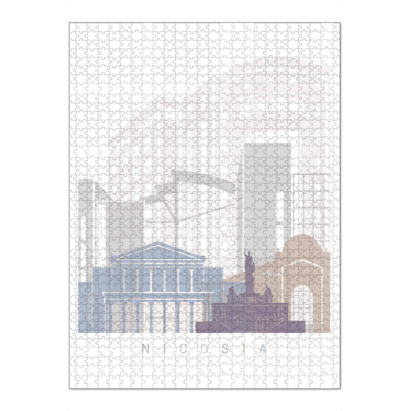 Puzzle Ravensburger "NICOSIA SKYLINE PASTELL" artboxONE - Städte,Architektur - Skyline,Denkmäler,Stadt,Tourismus,Wandgemälde,Pastellfarben,Turm,Städte
