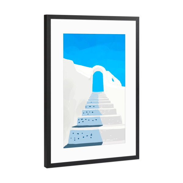 Poster mit Rahmen Schwarz (Metallic) "Trust Your Greece Journey" artboxONE - Städte,Architektur