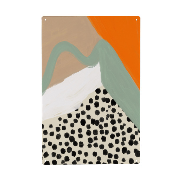 Metall Poster "Boho Crazy life" artboxONE - Abstrakt - Boho,Punkte,Orange,Trend,Bunt,Abstrakt,Behemian - Blechschild
