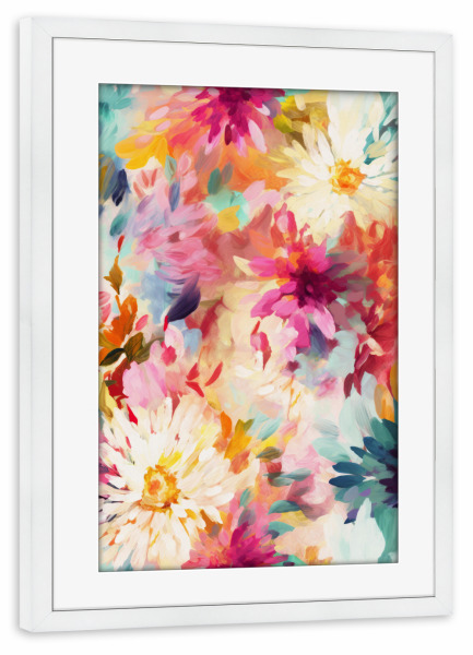 Poster mit Rahmen weiß "Wild Painted Flowers" artboxONE - Natur,Floral,Abstrakt,Für Mama