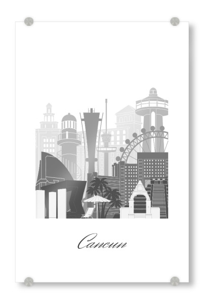 Acrylglasbild "Cancun-Skyline in SW" artboxONE - Städte,Reise,Architektur,Kartografie