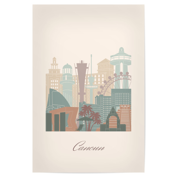 Poster "Cancun Skyline im Salbeigrün-Stil" artboxONE - Städte,Reise,Architektur,Kartografie