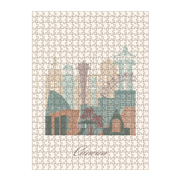 Puzzle Ravensburger "Cancun Skyline im Salbeigrün-Stil" artboxONE - Städte,Reise,Architektur,Kartografie
