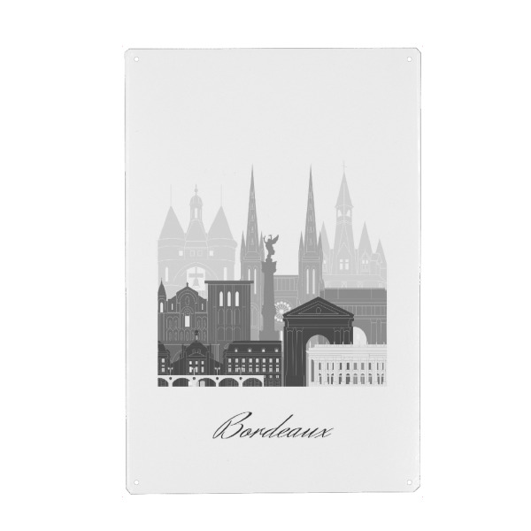 Holzbild "Bordeaux-Skyline in sw" artboxONE - Städte,Reise,Architektur,Kartografie