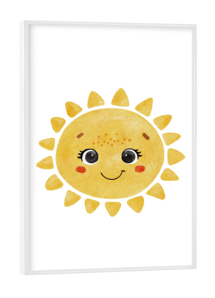 Poster mit weißem Rahmen "Aquarell glückliche Sonne" artboxONE - Tiere