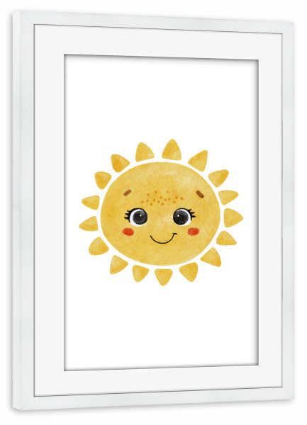 Poster mit Rahmen weiß "Aquarell glückliche Sonne" artboxONE - Tiere