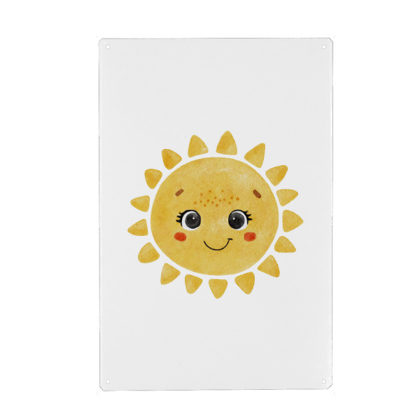 Metall Poster "Aquarell glückliche Sonne" artboxONE - Tiere