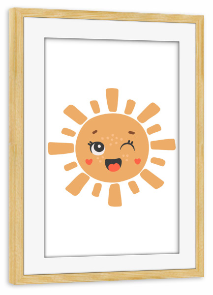 Poster mit Rahmen kiefer "Sonne mit Augen-Design" artboxONE - Tiere,Abstrakt,Lustig