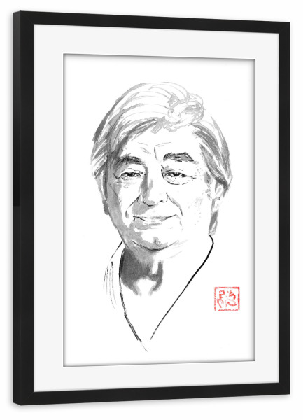 Poster mit Rahmen schwarz "Yamada Sensei" artboxONE - Menschen,Reise / Asien,Männer - Sumie,Sensei,Japan,Aikido,Yamada