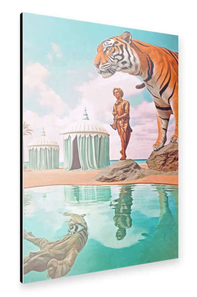 Alu-Dibond "SURREALISMUS-TIGER-POOL" 30x20 cm artboxONE