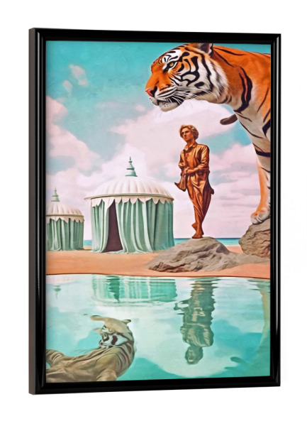 Poster mit schwarzem Rahmen "SURREALISMUS-TIGER-POOL" artboxONE - Tiere,Abstrakt