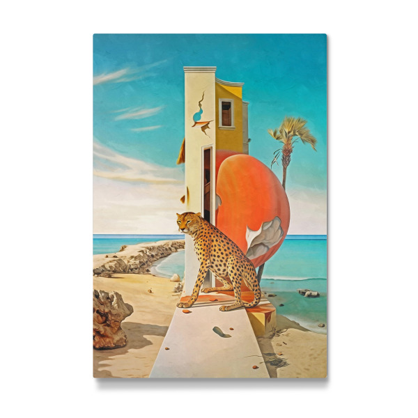 Galerie-Print "SURREALISMUS-GEPARD AN DER WAND" 30x20 cm artboxONE