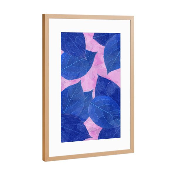 Poster mit Rahmen Kupfer "Leaf Me Blue" artboxONE - Natur,Floral,Abstrakt,Ultraviolet