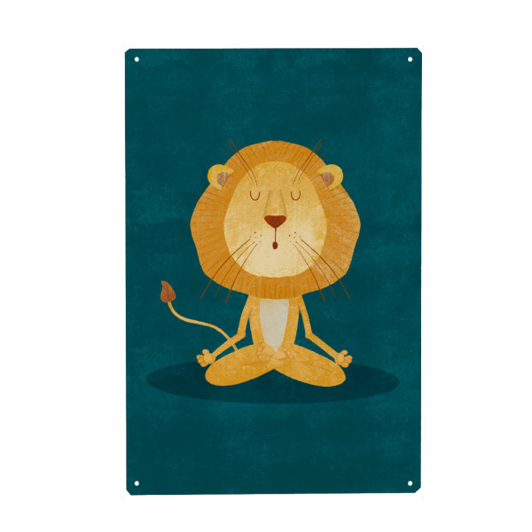 Metall Poster "Yogalöwe" artboxONE - Für Kinder,Tiere,Sport,Für Mama,Für Papa