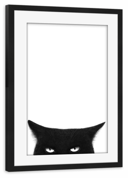 Poster mit Rahmen schwarz "Wütende schwarze Katze" artboxONE - Für Kinder,Tiere,Halloween,Lustig