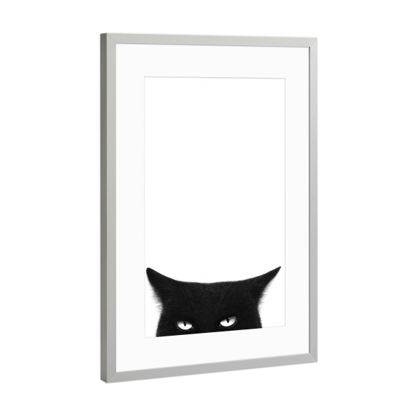 Poster mit Rahmen Silber "Wütende schwarze Katze" artboxONE - Für Kinder,Tiere,Halloween,Lustig