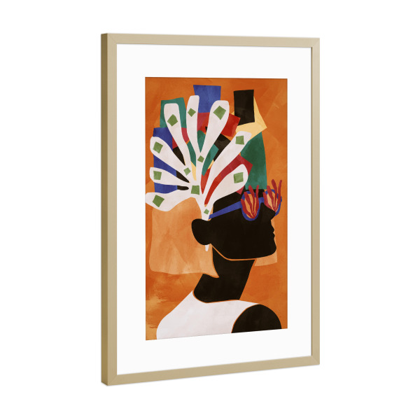 Poster mit Rahmen Gold "Sommertage Orange" artboxONE - Floral,Abstrakt,Geometrie