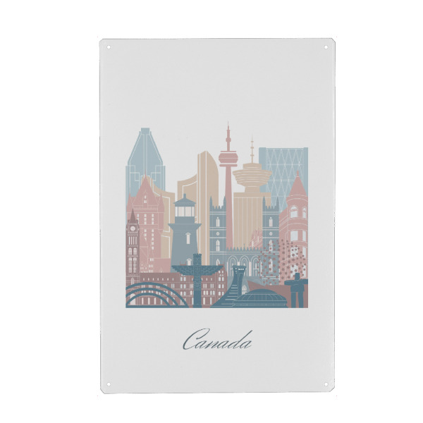 Metall Poster "Kanada-Skyline im Erdtöne-Stil" artboxONE - Städte,Reise,Architektur,Kartografie