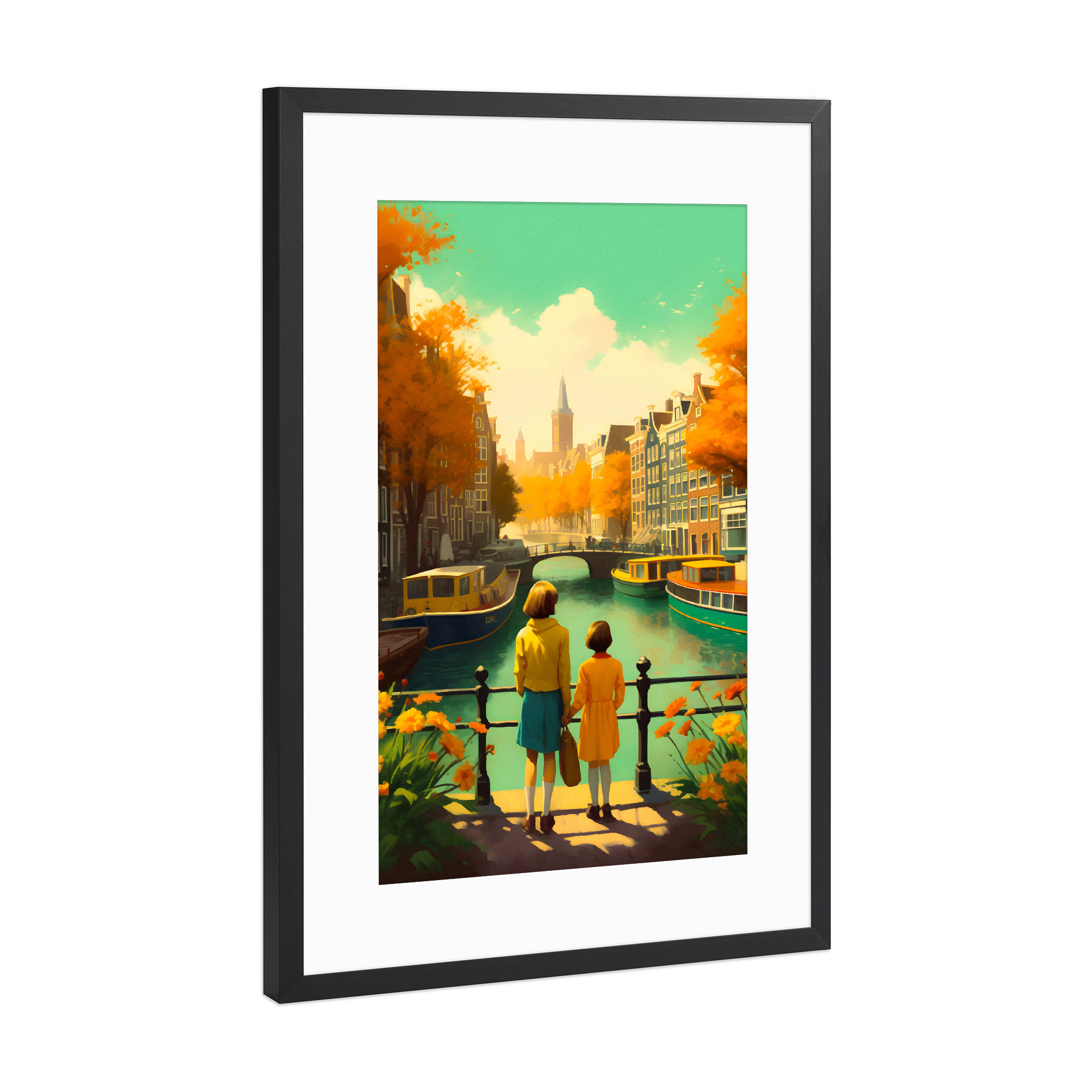 Poster mit Rahmen Schwarz (Metallic) "Amsterdamer Kanäle" artboxONE - Reise,Architektur,Reise / Länder,Städte / Amsterdam