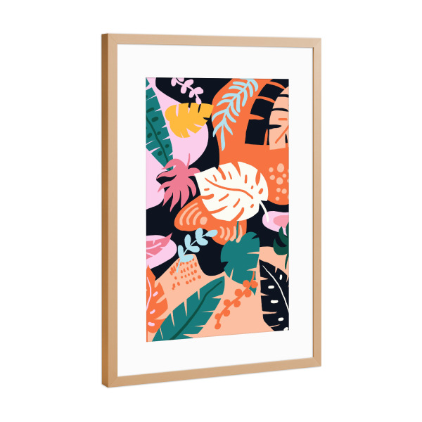 Poster mit Rahmen Kupfer "Monstera-Garten" artboxONE - Floral,Abstrakt