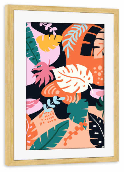 Poster mit Rahmen kiefer "Monstera-Garten" artboxONE - Floral,Abstrakt