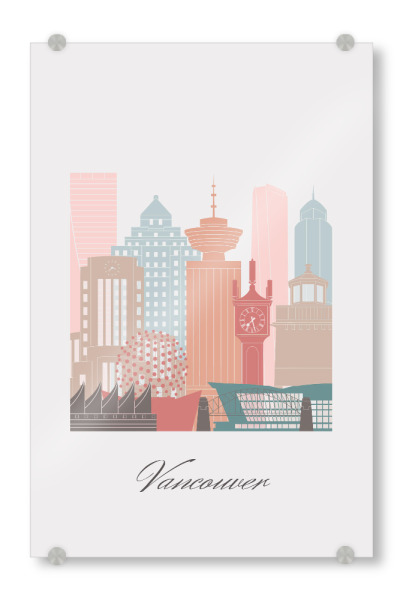 Acrylglasbild "Skyline von Vancouver - Pastell" artboxONE - Städte,Reise,Architektur,Kartografie