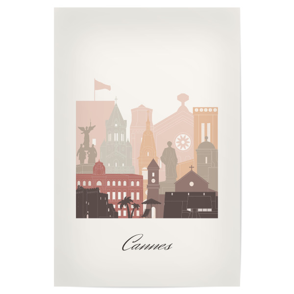 Poster "Skyline von Cannes - Terrakotta" artboxONE - Städte,Reise,Architektur,Kartografie