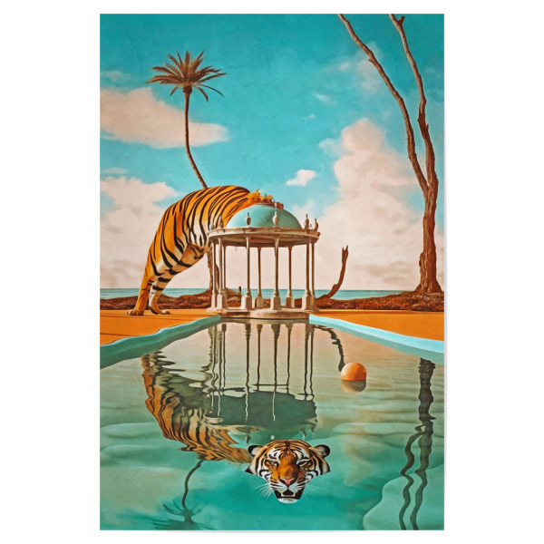 Poster "SURREALISMUS-TIGER IM POOL" artboxONE - Tiere,Abstrakt