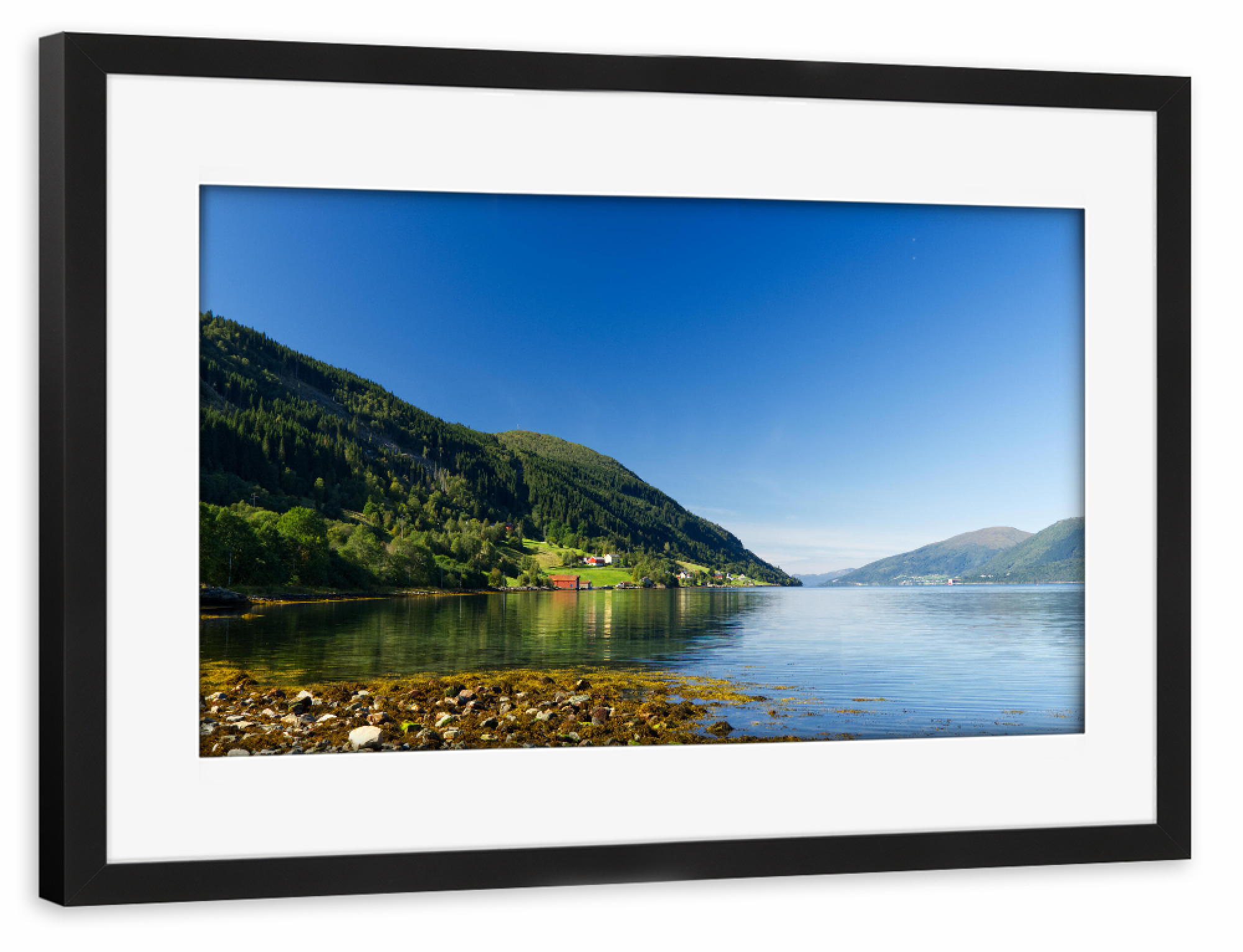 Poster mit Rahmen schwarz "Landschaftsidylle am Eidsfjord" artboxONE - Natur,Reise,Reise / Strand und Meer,Reise / Länder