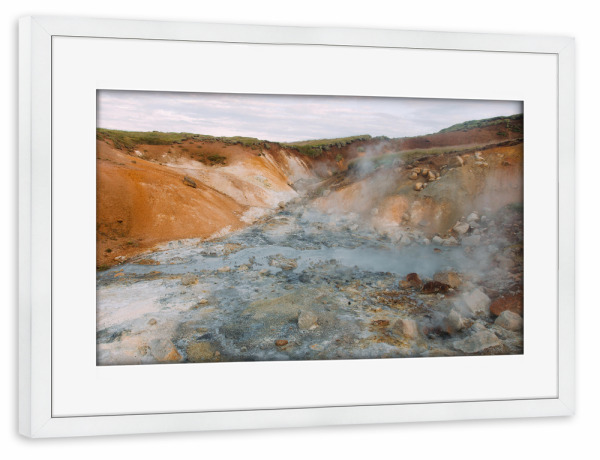 Poster mit Rahmen weiß "Krysuvik" artboxONE - Natur,Reise,Reise / Länder