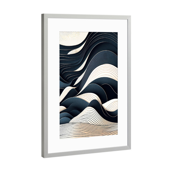 Poster mit Rahmen Silber "Abstrakte minimale Wellen" artboxONE - Abstrakt,Reise / Strand und Meer