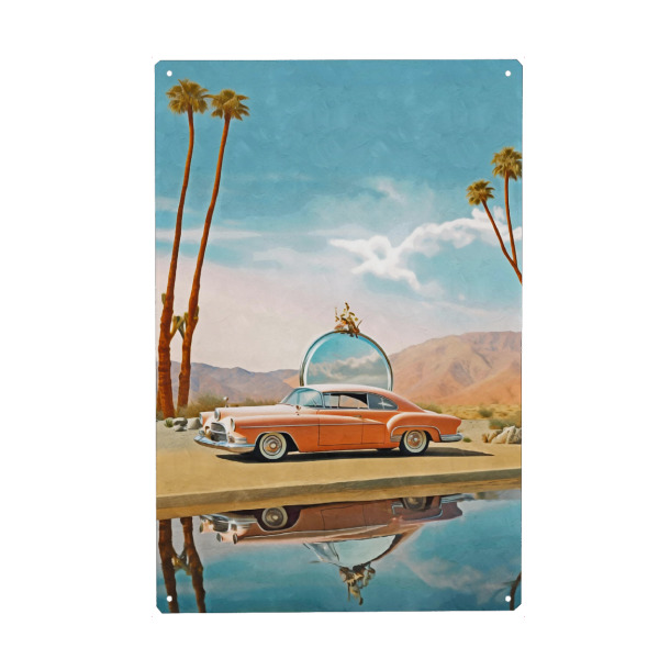 Metall Poster "Surrealismus-Auto und See" artboxONE - Abstrakt,Automobile