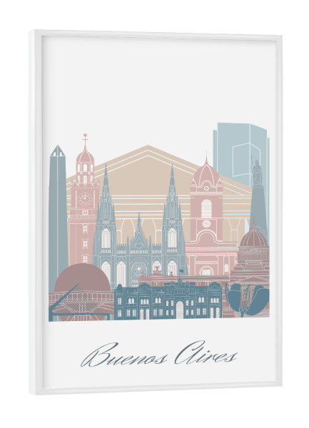 Poster mit weißem Rahmen "Skyline - Buenos Aires - Erdtöne" artboxONE - Städte,Reise,Architektur,Kartografie