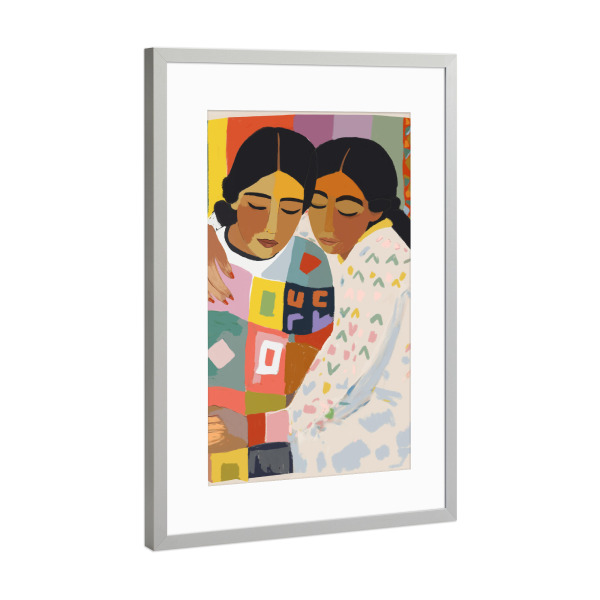 Poster mit Rahmen Silber "Warm Hug" artboxONE - Für Kinder,Menschen,Für Mama
