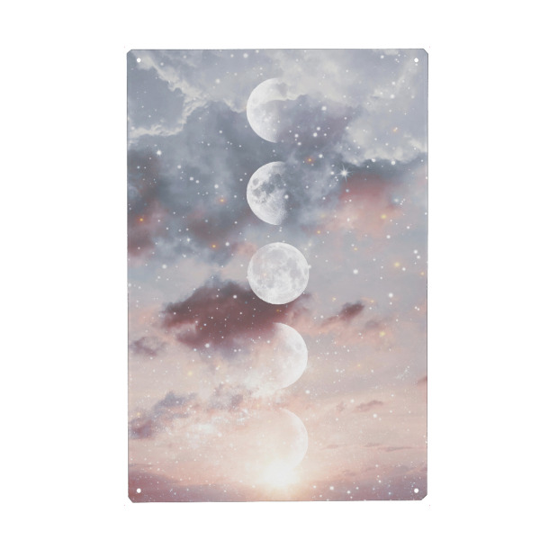 Holzbild "Mondlicht" artboxONE - Natur,Abstrakt - Mond,Mondlicht,Sonnenaufgang,Wolke,Magie,Sterne,Mondphasen