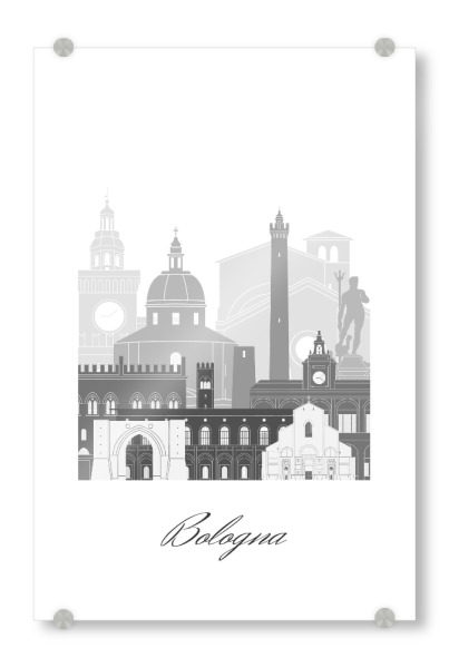 Acrylglasbild "Bologna-Skyline sw" artboxONE - Städte,Reise,Architektur,Kartografie