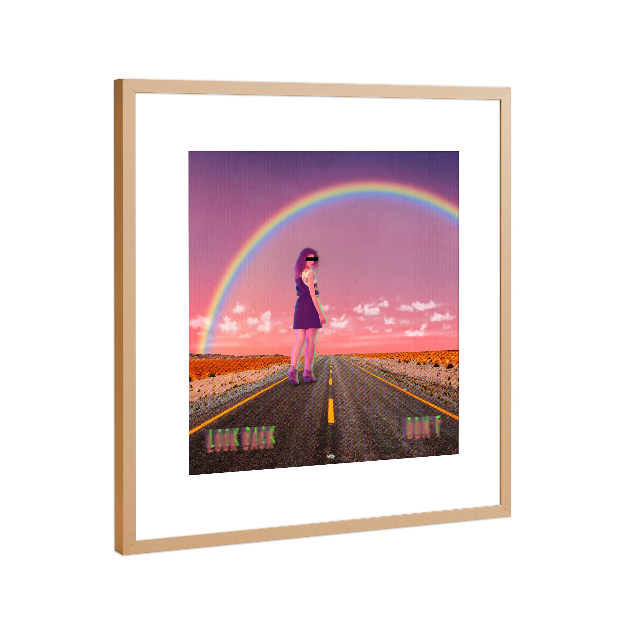 Poster mit Rahmen Kupfer "She says: Don't look back" artboxONE - Typografie,Natur,Fiktion