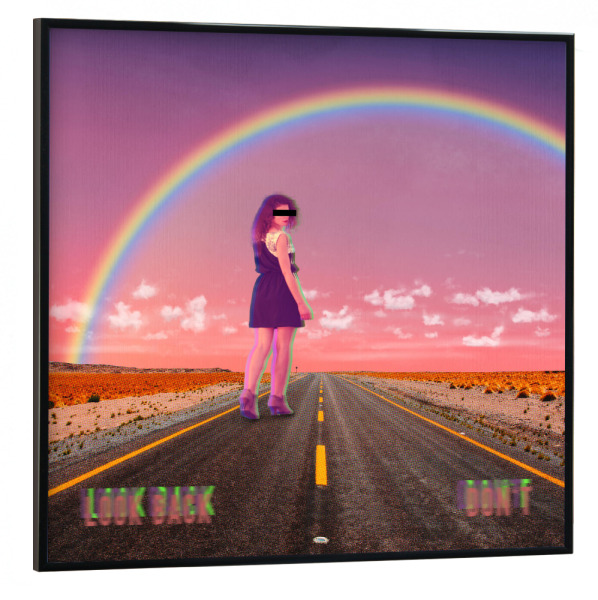 Poster mit schwarzem Rahmen 30x30 cm "She says: Don't look back" artboxONE - Typografie,Natur,Fiktion