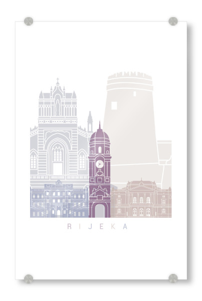 Acrylglasbild "RIJEKA SKYLINE PASTELL" artboxONE - Städte,Architektur - Skyline,Denkmäler,Stadt,Tourismus,Wandgemälde,Pastellfarben,Turm,Städte