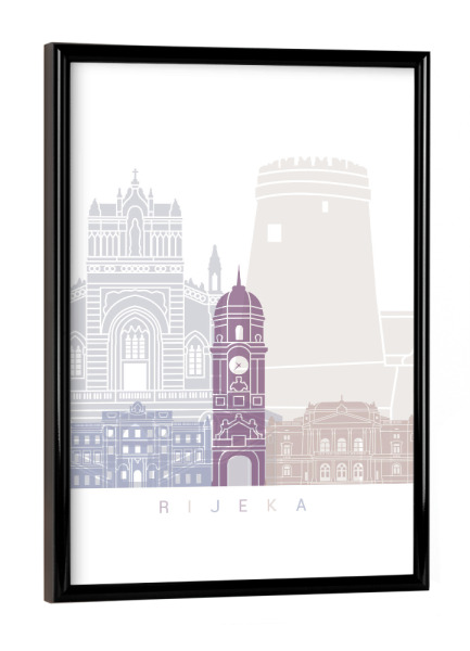 Poster mit schwarzem Rahmen "RIJEKA SKYLINE PASTELL" artboxONE - Städte,Architektur
