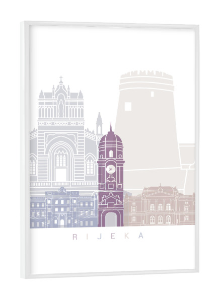 Poster mit weißem Rahmen "RIJEKA SKYLINE PASTELL" artboxONE - Städte,Architektur