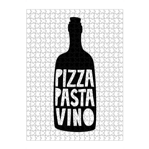 artboxONE Puzzle "Pizza Pasta Vino (No.1)" artboxONE - Typografie,Essen & Trinken,Schwarzweiß,Essen & Trinken / Alkohol,Lustig