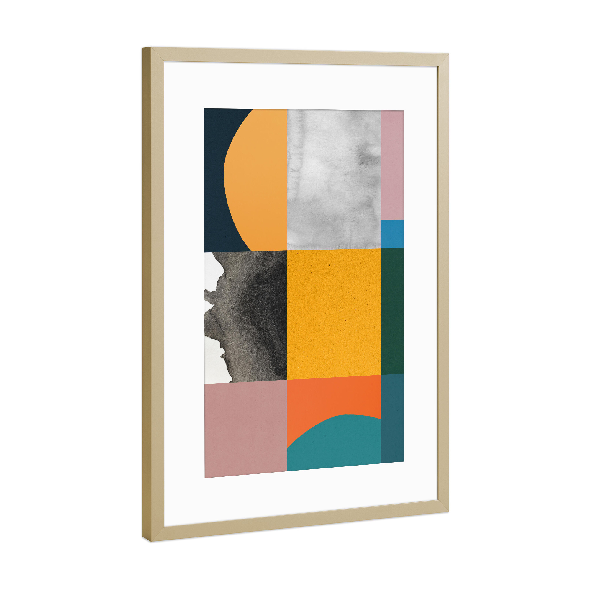 Poster mit Rahmen Gold "Abstrakte Collage A" artboxONE - Abstrakt,Geometrie - Abstrakt,Geometrie,Bunt,Formen