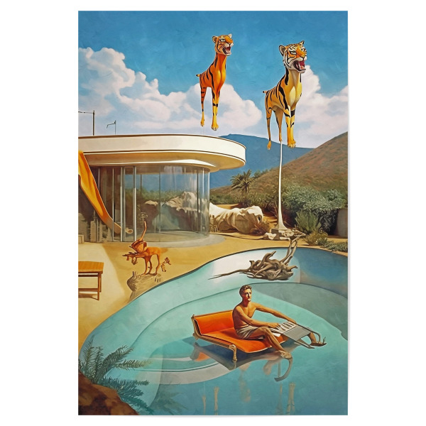 Poster "SURREALISMUS ZWEI TIGER POOL" artboxONE - Tiere,Abstrakt - Surrealismus,Innenarchitektur,Moderne kunst,Tiger,Pool,Surreal,Abstrakt,Tiere