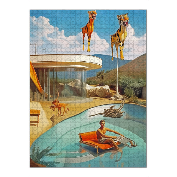 Puzzle Ravensburger "SURREALISMUS ZWEI TIGER POOL" artboxONE - Tiere,Abstrakt