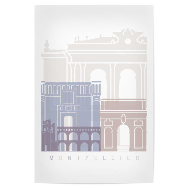 Poster "MONTPELLIER SKYLINE PASTELL" artboxONE - Städte,Architektur