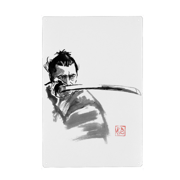 Holzbild "Toshiro im Garten" artboxONE - Menschen,Reise / Asien,Männer - Sumie,Japan,Samurai