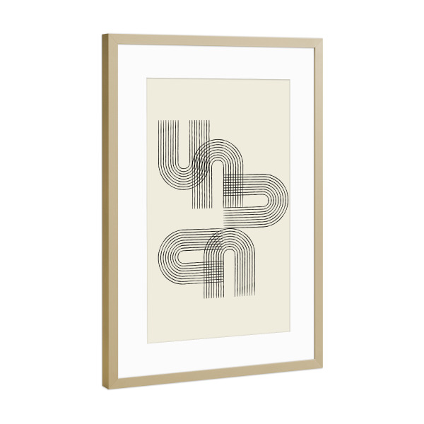 Poster mit Rahmen Gold "Bogentanz" artboxONE - Abstrakt,Geometrie