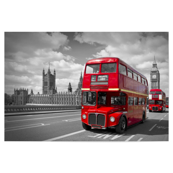 Poster 30x20 cm "LONDON Rote Busse in Westminster" artboxONE - Städte / London,Automobile