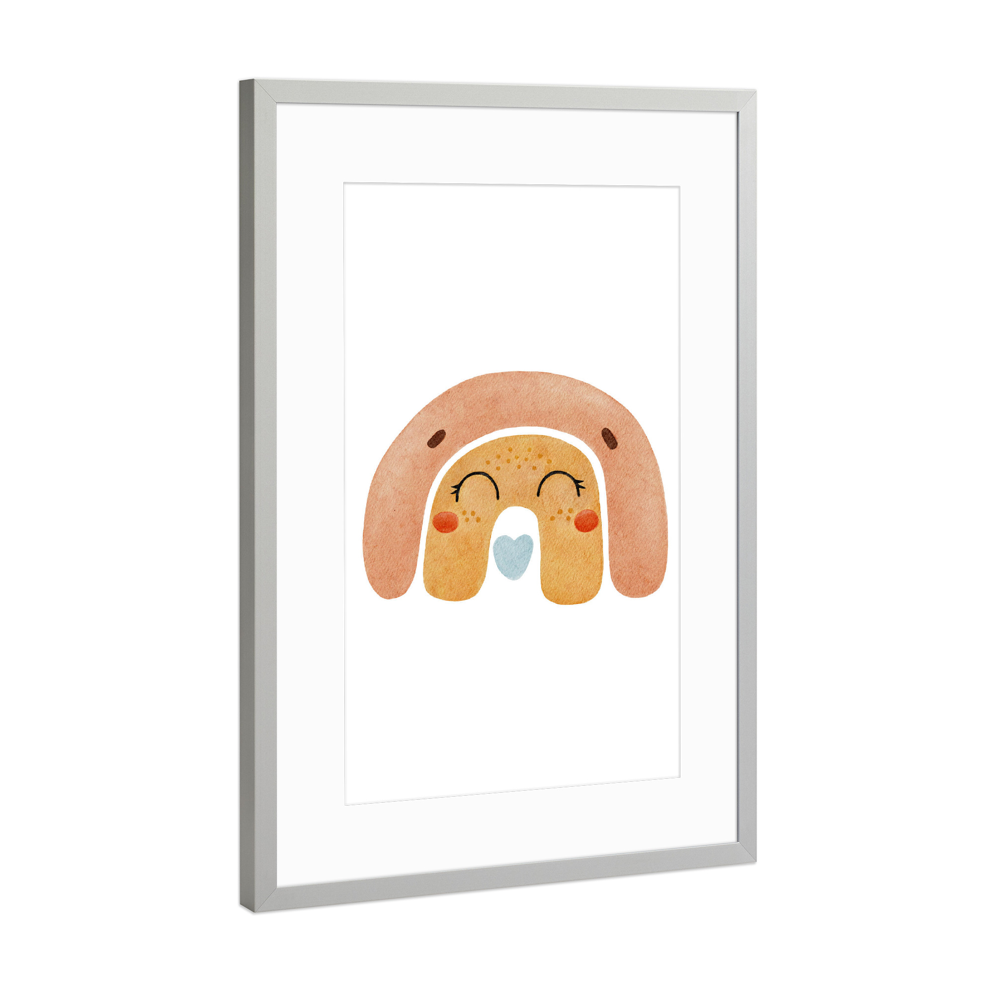 Poster mit Rahmen Silber "Regenbogen-Design-Aquarell" artboxONE - Für Kinder,Abstrakt